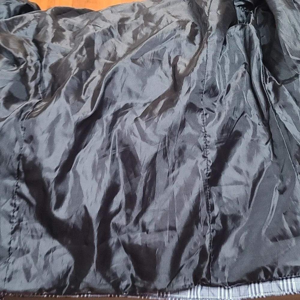 US Polo Assn. Girl's Puffy Jacket Coat Black White Plaid Removable Hood Sz M EUC